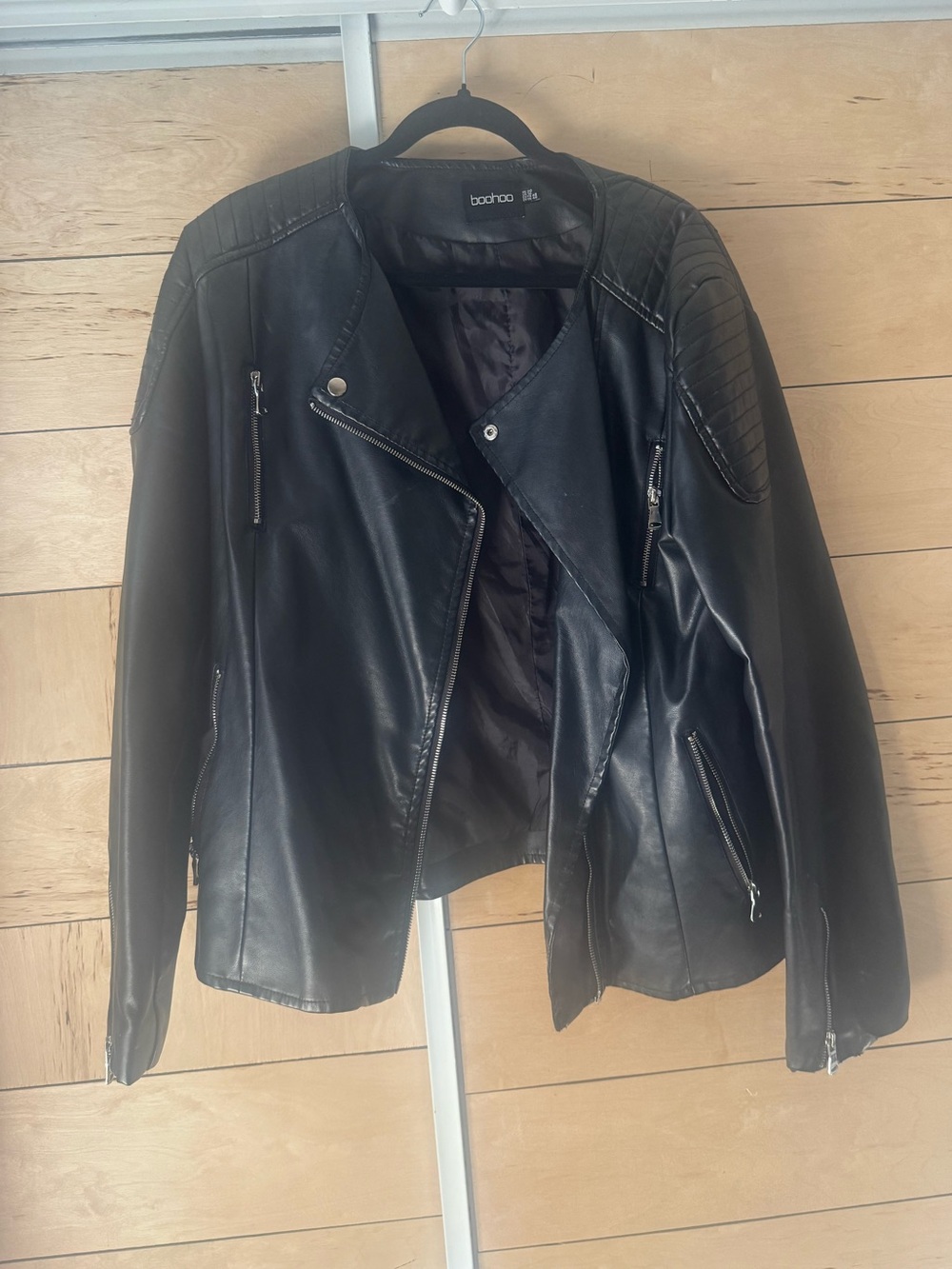 Boohoo Black Faux Leather Moto Jacket